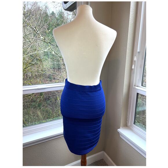 Vintage Skirt Cache 80s 90s Bright Blue Knit Pencil Regal size Small NWT - Picture 3 of 6